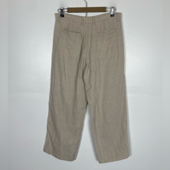 Island Importer Women’s Linen Pants Crop Wide Leg Size 32 Color Cream Pockets - Picture 2 of 9